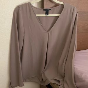F21 Taupe Longsleeve Blouse